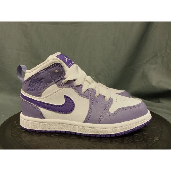 Jordan 1 Mid (PS) Leather Girls Purple White Size 1Y BRAND NEW IN BOX! - Picture 9 of 11